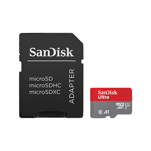 SanDisk Ultra microSDXC, 256 GB, gray - MicroSD card with SD adapter