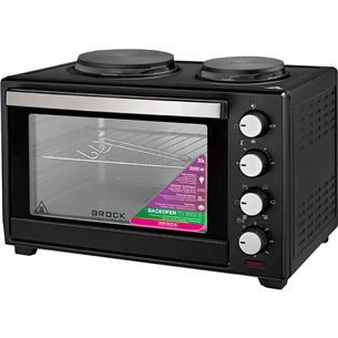 Brock, 30 L, 3200 W, black - Mini Oven with 2 Cooking Plates