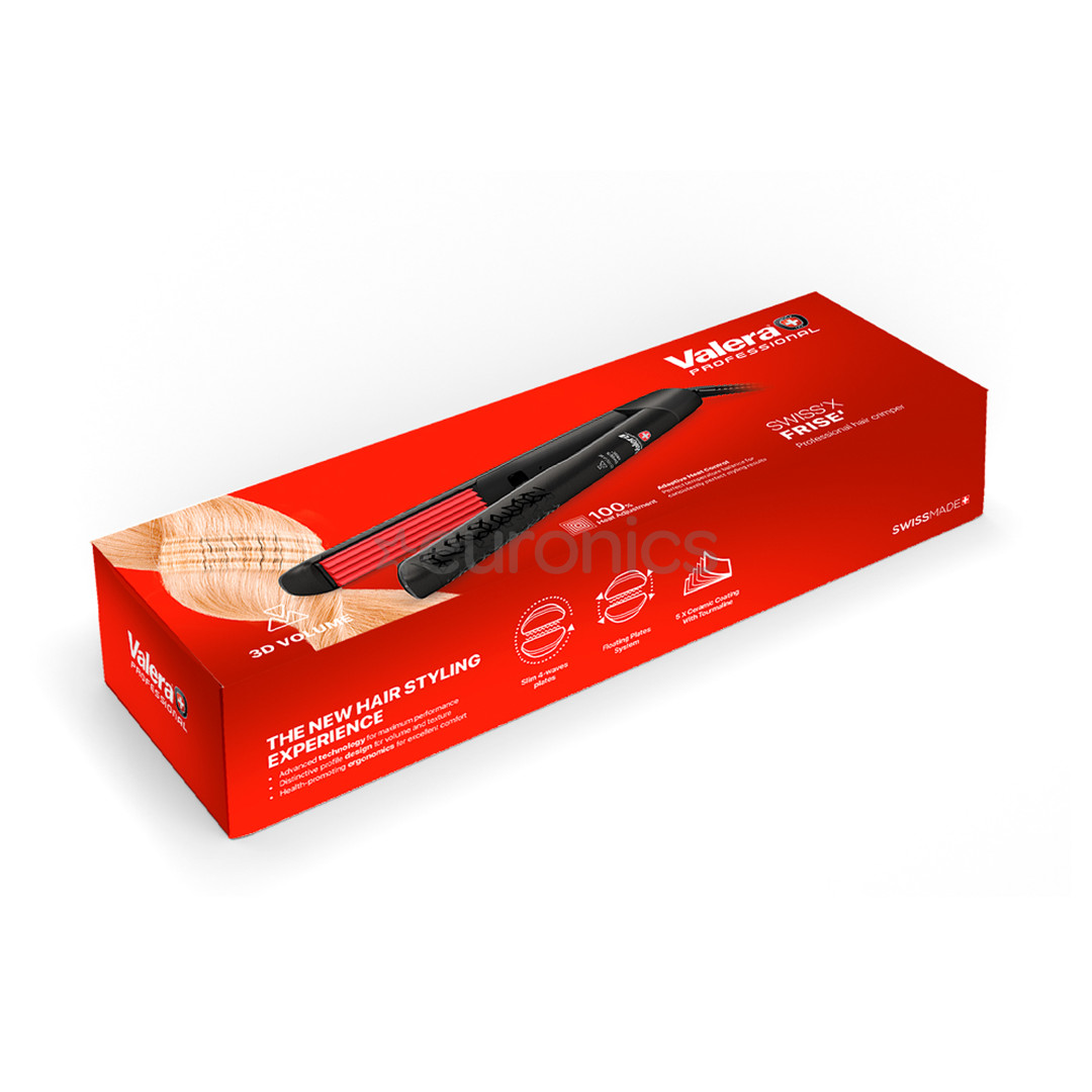 Valera Swiss'X Frise, 230°C, melna/sarkana - Matu gofrētājs