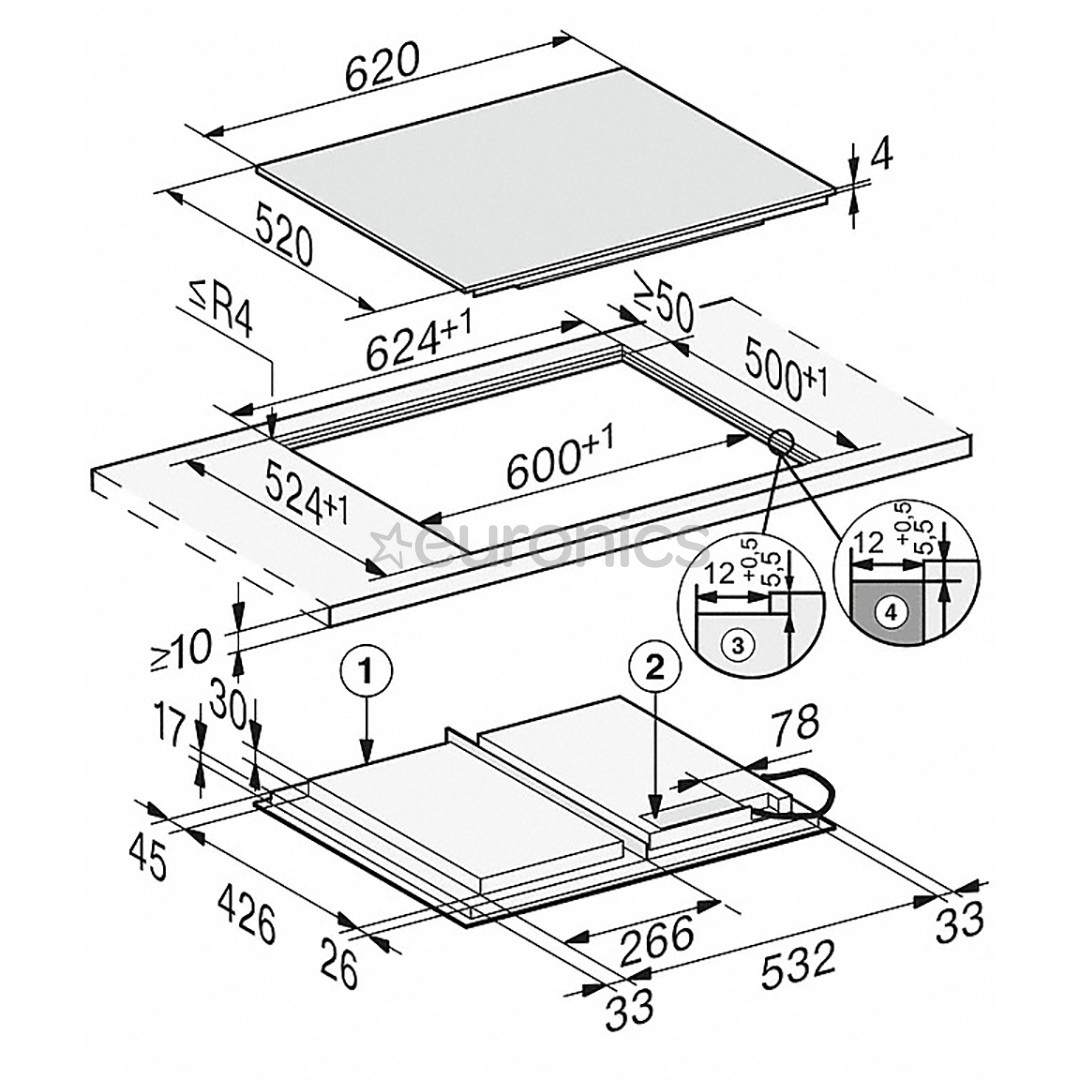 Miele, frameless, width 62 cm, black - Built-in Induction Hob