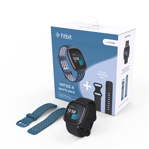 Fitbit Versa 4 Bundle, dāvanā papildus siksniņa, melna - Viedpulkstenis