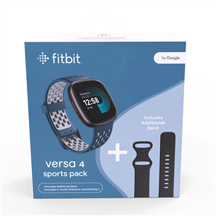 Fitbit Versa 4 Bundle, dāvanā papildus siksniņa, melna - Viedpulkstenis