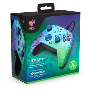 PDP Xbox Series X|S & PC Glitch Green Rematch Advanced Wired Controller - Kontrolieris