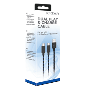 Kyzar Dual Play & Charge cable, PS5, 3m, melna - Vads