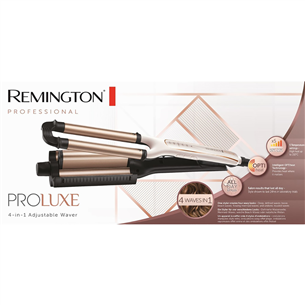 Remington PROluxe 4-in-1, up to 210 °C, golden - Adjustable Waver
