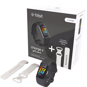 Fitbit Charge 5 Gift Pack, dāvanā papildus siksniņa, melna/balta - Aktivitāšu sensora aproce FB421BKBK-EUBNDL