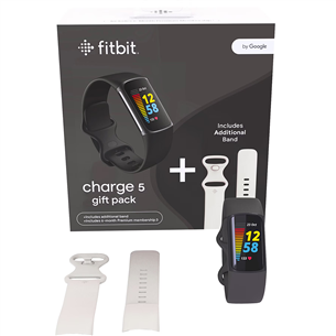 Fitbit Charge 5 Gift Pack, dāvanā papildus siksniņa, melna/balta - Aktivitāšu sensora aproce