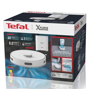 Tefal X-PLORER Serie 75 S+, balta - Robots putekļu sūcējs