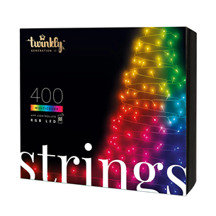 Twinkly Strings, 400 LED, IP44, 32 m, black - Smart Christmas Lights