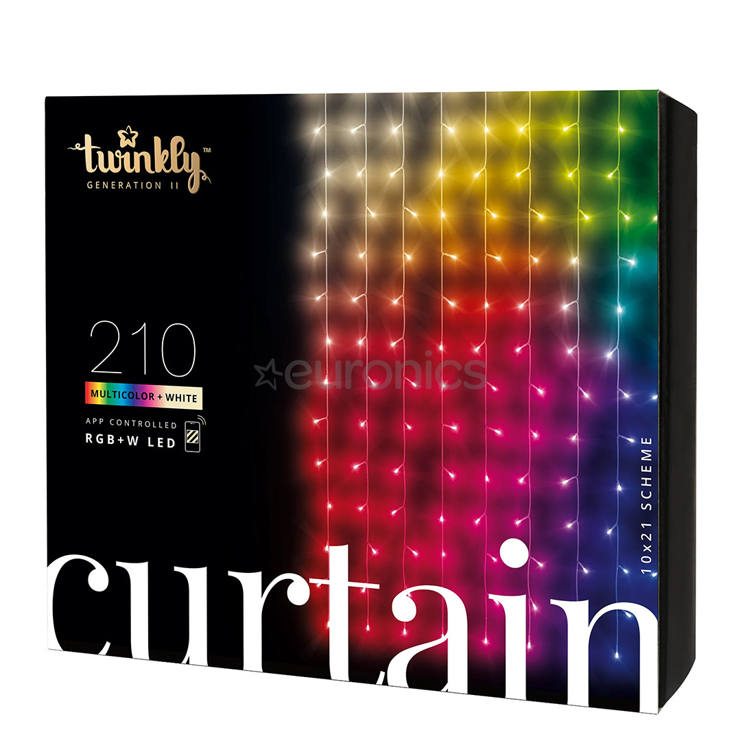 Twinkly Curtain, 210 LED, IP44, black - Smart Christmas Lights