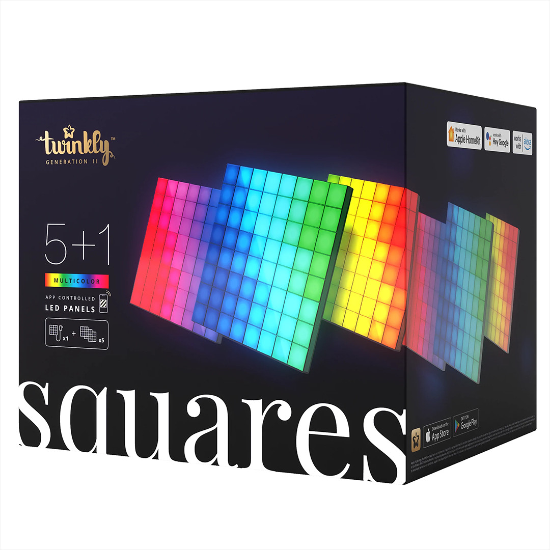 Twinkly Squares, 6 paneļi, IP20, pamata komplekts - Viedie gaismas paneļi