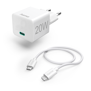 Hama Wall charger and Lightning cable, 20 W, balta - Strāvas adapteris