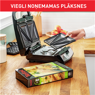 Tefal Snack Collection, 700 Вт, черный/нерж. сталь - Контактный тостер со сменными панелями