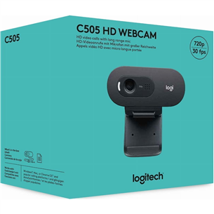 Logitech C505 HD, 720p, melna - Vebkamera