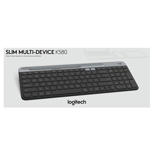 Logitech K580, RUS, pelēka - Bezvadu klaviatūra