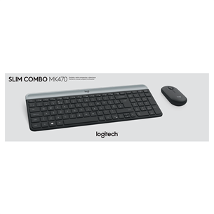 Logitech Slim Combo MK470, RUS, pelēka - Bezvadu klaviatūra ar peli