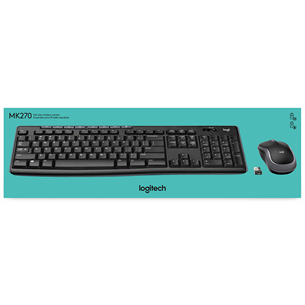 Logitech MK270, RUS, melna - Bezvadu klaviatūra ar peli