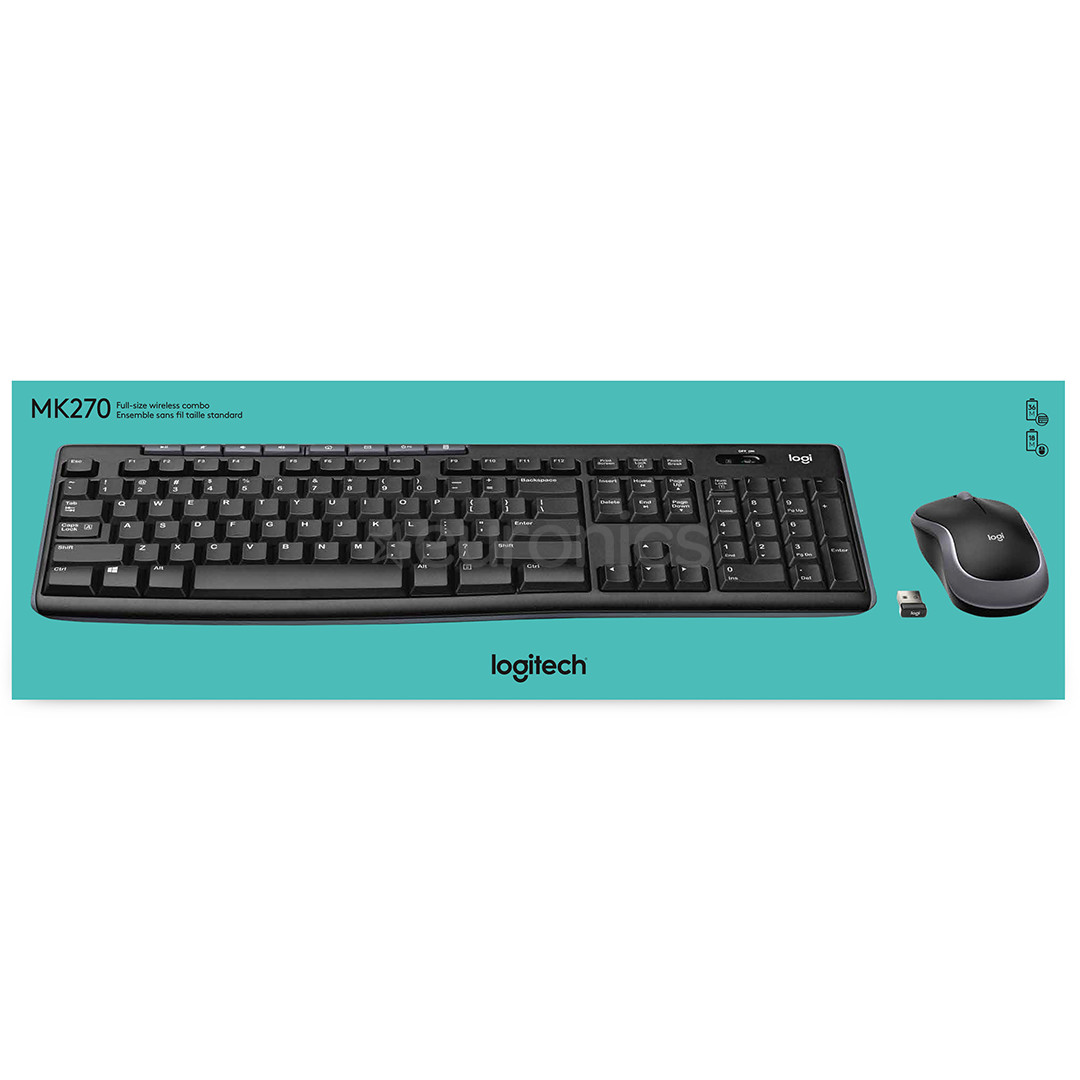 Logitech MK270, RUS, черный - Беспроводная клавиатура + мышь
