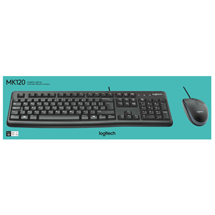 Logitech MK120, RUS, melna - Klaviatūra ar peli