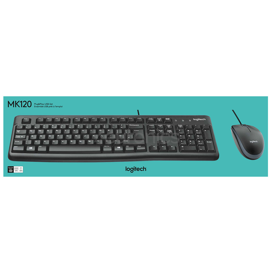 Logitech MK120, RUS, melna - Klaviatūra ar peli