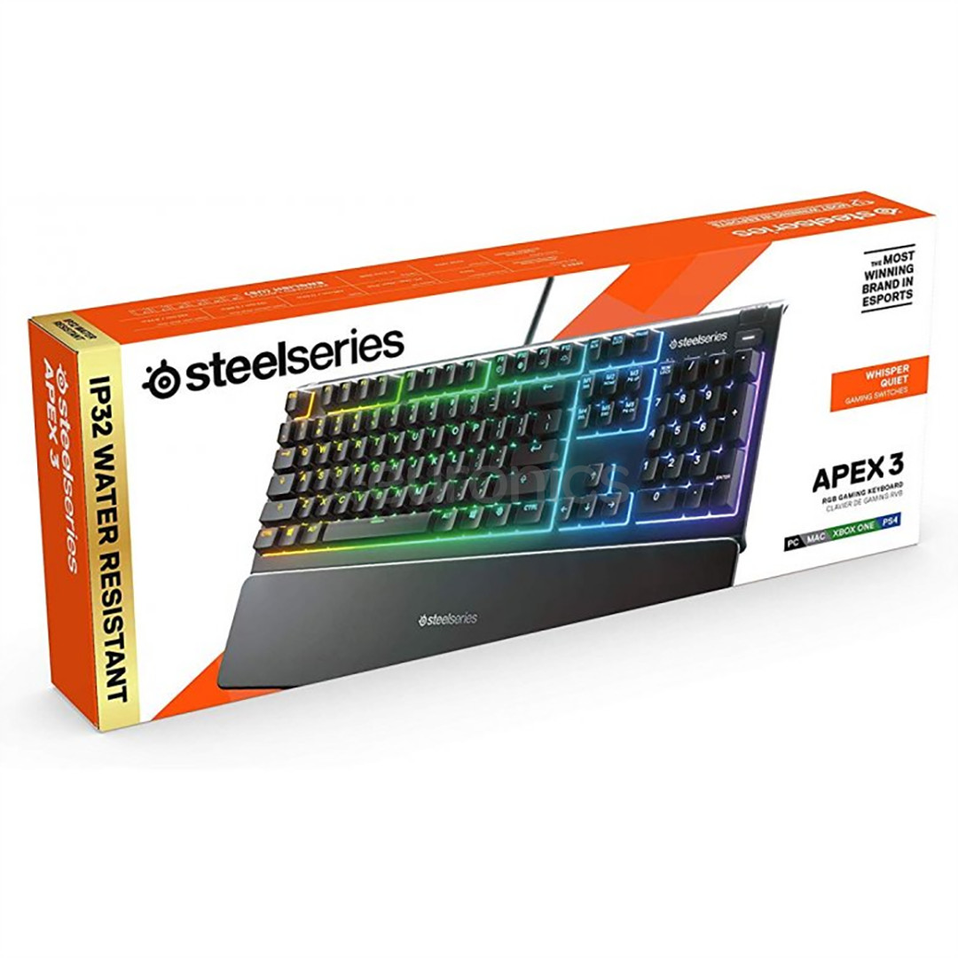 SteelSeries Apex 3, SWE, melna - Klaviatūra
