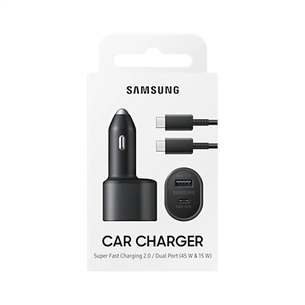Auto lādētājs Super Fast Dual Car Charger, Samsung  (45W+15W)
