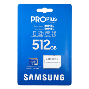 Карта памяти Micro SDXC Samsung PRO Plus 2021 + SD-адаптер (512 ГБ)