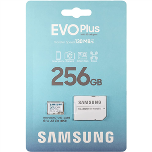 Atmiņas karte MicroSDXC EVO Plus + adapteris, Samsung (256 GB)