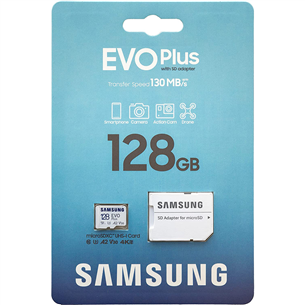 Samsung EVO Plus 2021, + adapteris, 128 GB - Atmiņas karte