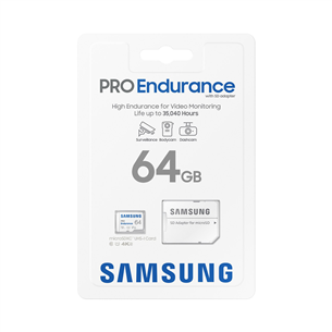 Samsung Micro SDHC Endurance PRO + SD adapter, 64 GB, white - Memory Card