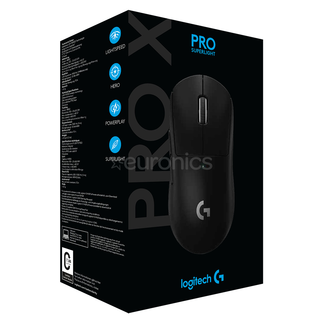 Logitech G Pro X, melna - Bezvadu datorpele