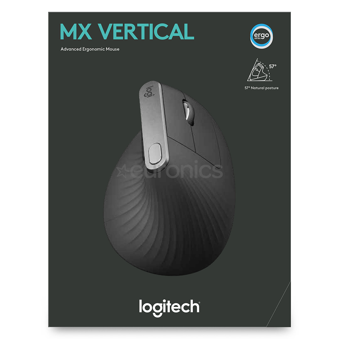 Logitech MX Vertical Advanced Ergonomic, melna - Bezvadu datorpele