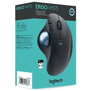 Logitech M575 Ergo Trackball, optiskā, melna - Bezvadu datorpele
