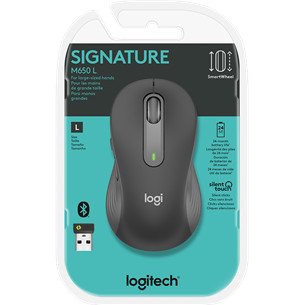 Logitech Signature M650 L, optiskā, melna - Bezvadu datorpele