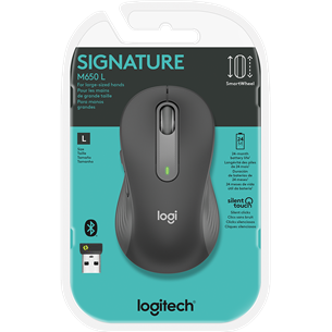 Logitech Signature M650 L, silent, black - Wireless Optical Mouse