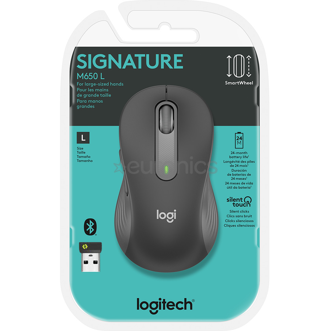 Logitech Signature M650 L, optiskā, melna - Bezvadu datorpele