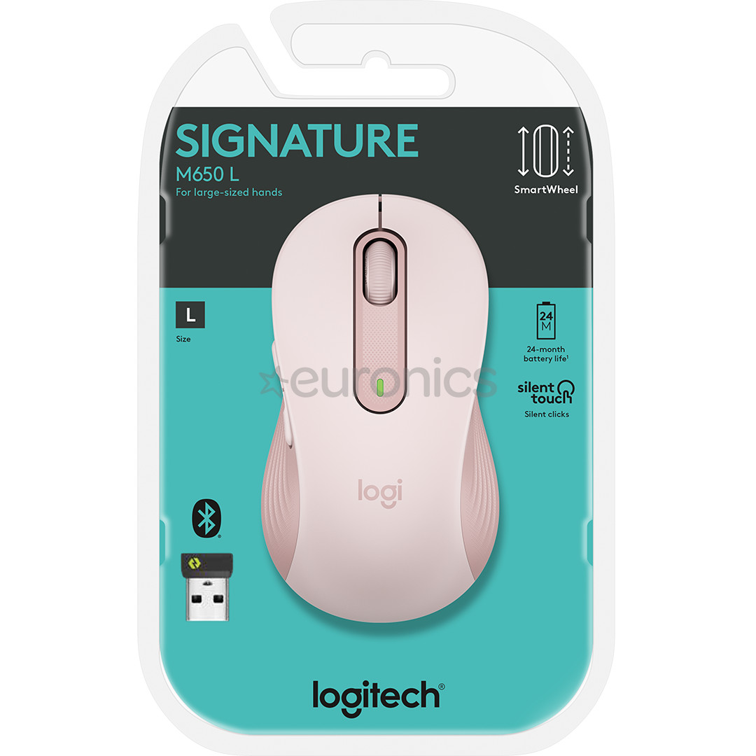 Logitech Signature M650 L, optiskā, rozā - Bezvadu datorpele