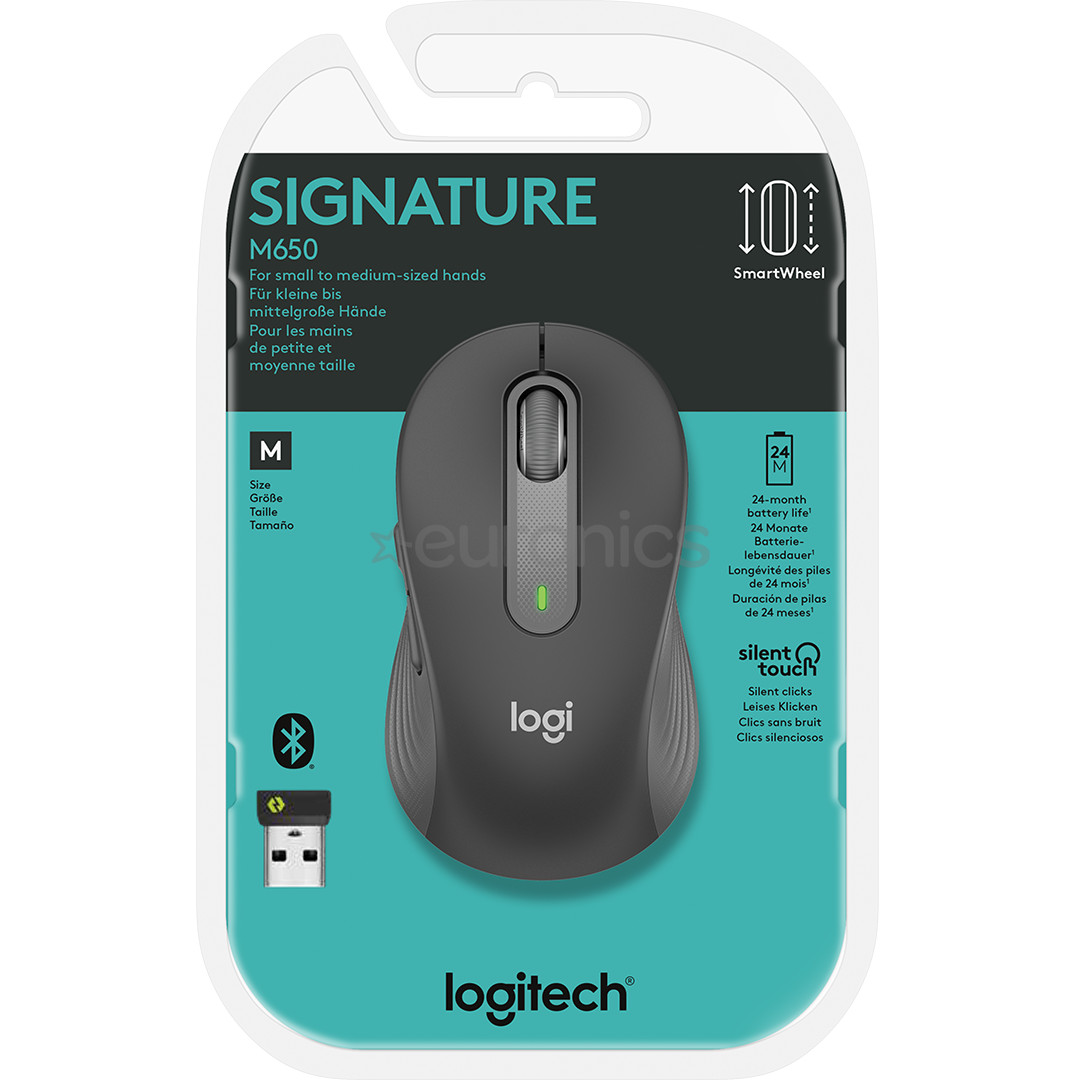Logitech Signature M650, optiskā, melna - Bezvadu datorpele