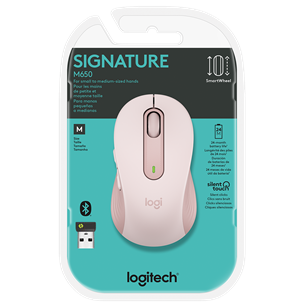 Logitech Signature M650, opstiskā, rozā - Bezvadu datorpele