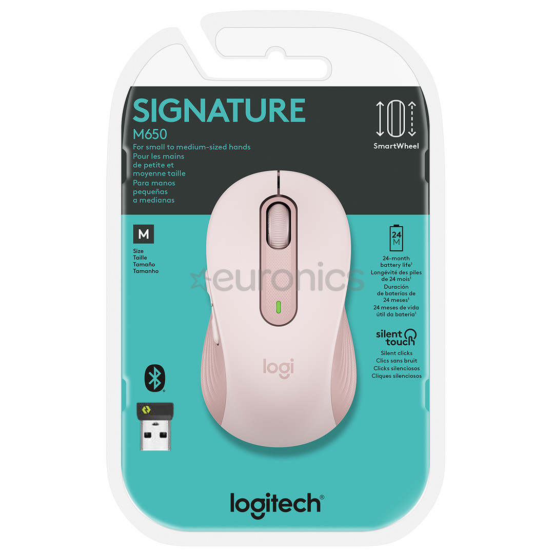 Logitech Signature M650, silent, pink - Wireless Optical Mouse