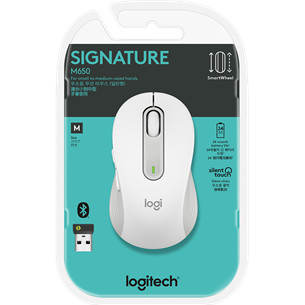 Logitech Signature M650, optiskā, balta/pelēka - Bezvadu datorpele