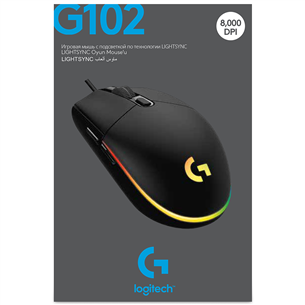 Logitech G102 LightSync, optiskā, melna - Datorpele ar vadu