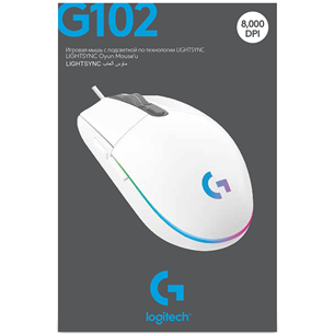 Logitech G102 LightSync, optiskā, balta - Datorpele ar vadu