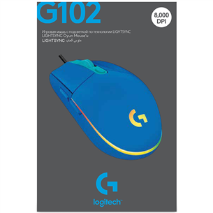 Logitech G102 LightSync, синий - Проводная оптическая мышь