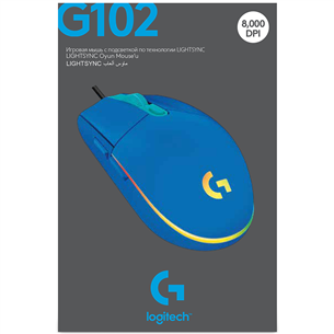 Logitech G102 LightSync, optiskā, zila - Datorpele ar vadu