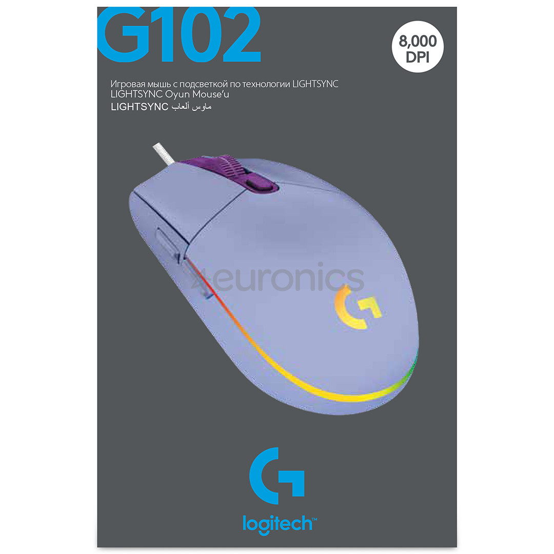 Logitech G102 LightSync, optiskā, violeta - Datorpele ar vadu