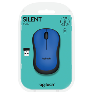 Logitech M220 Silent, melna/zila - Bezvadu datorpele