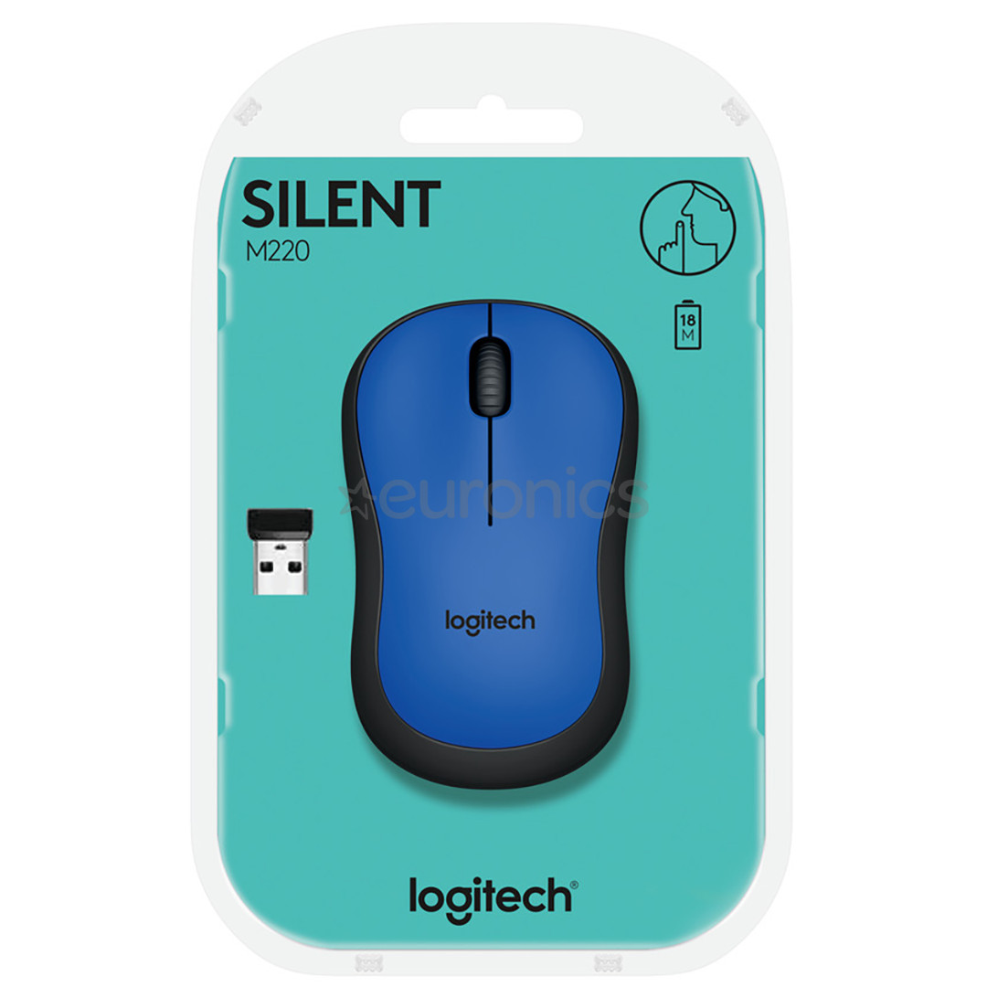 Logitech M220 Silent, синий - Беспроводная оптическая мышь