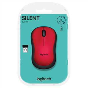 Logitech M220 Silent, sarkana/melna - Bezvadu datorpele