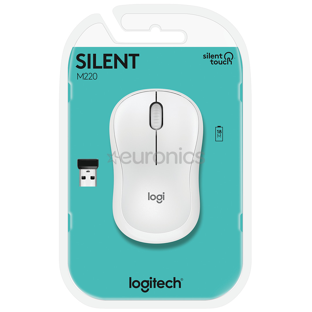 Logitech M220 Silent, balta - Bezvadu datorpele